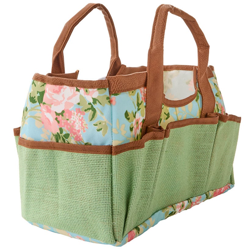 Durable Rose Print Canvas Tool Bag for Gardening