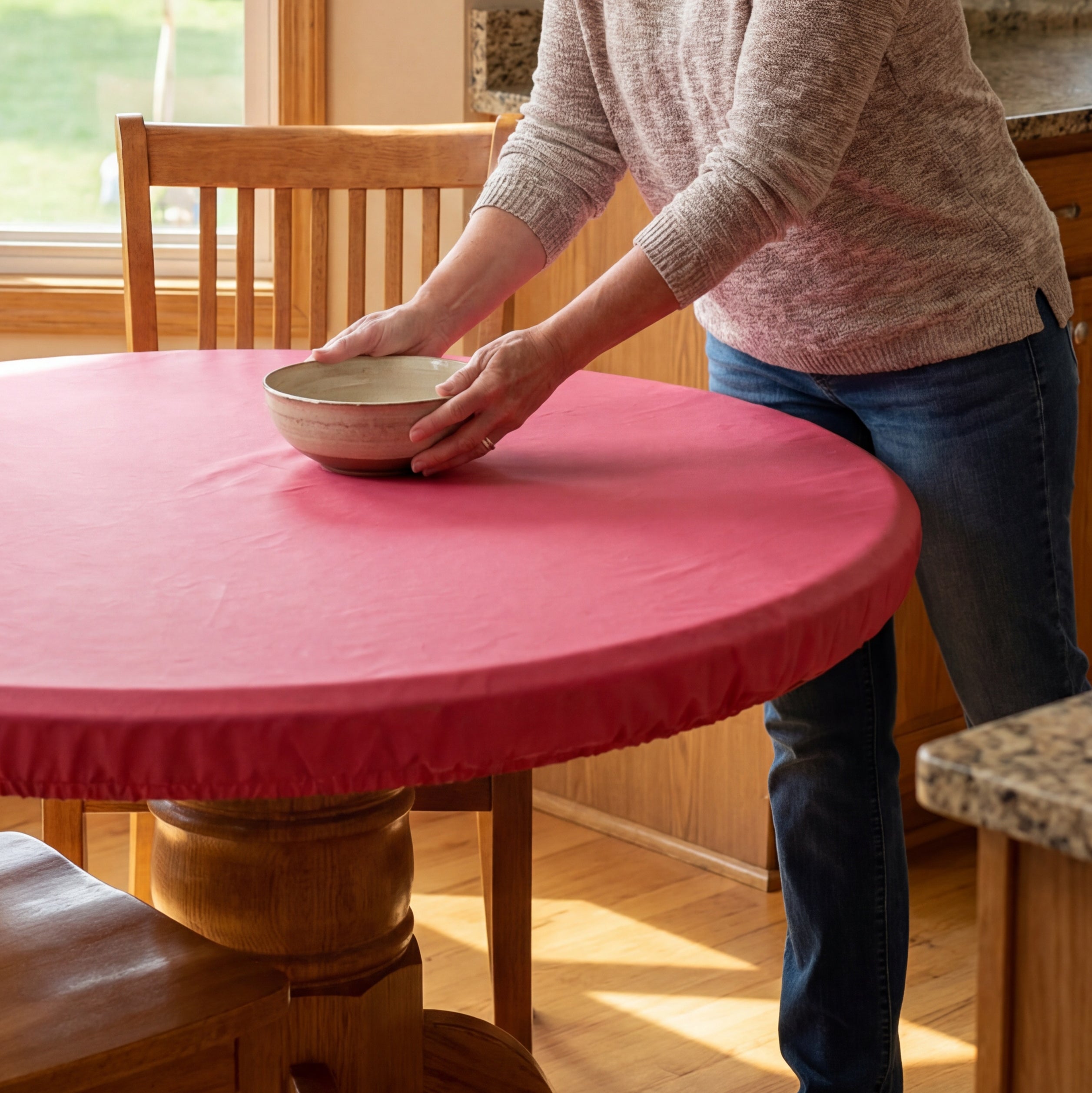 Round Solid Color Custom Fit Tablecloth