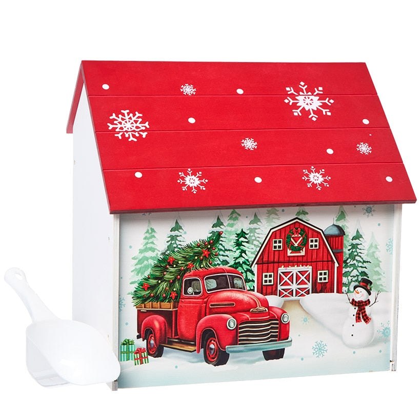 Holiday Decorative Outdoor Salt Box Storage with Scoop