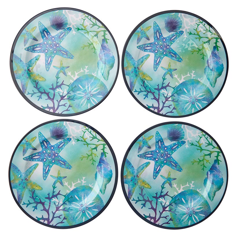 Seaside Beach Melamine Dinner Plates Set of 4