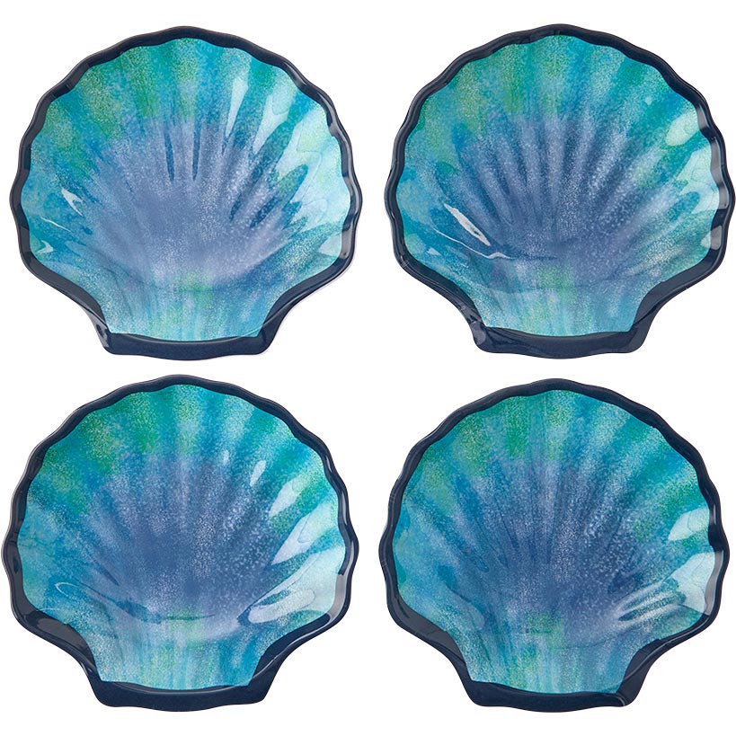 Seaside Beach Shell Melamine Dessert Plates Set of 4