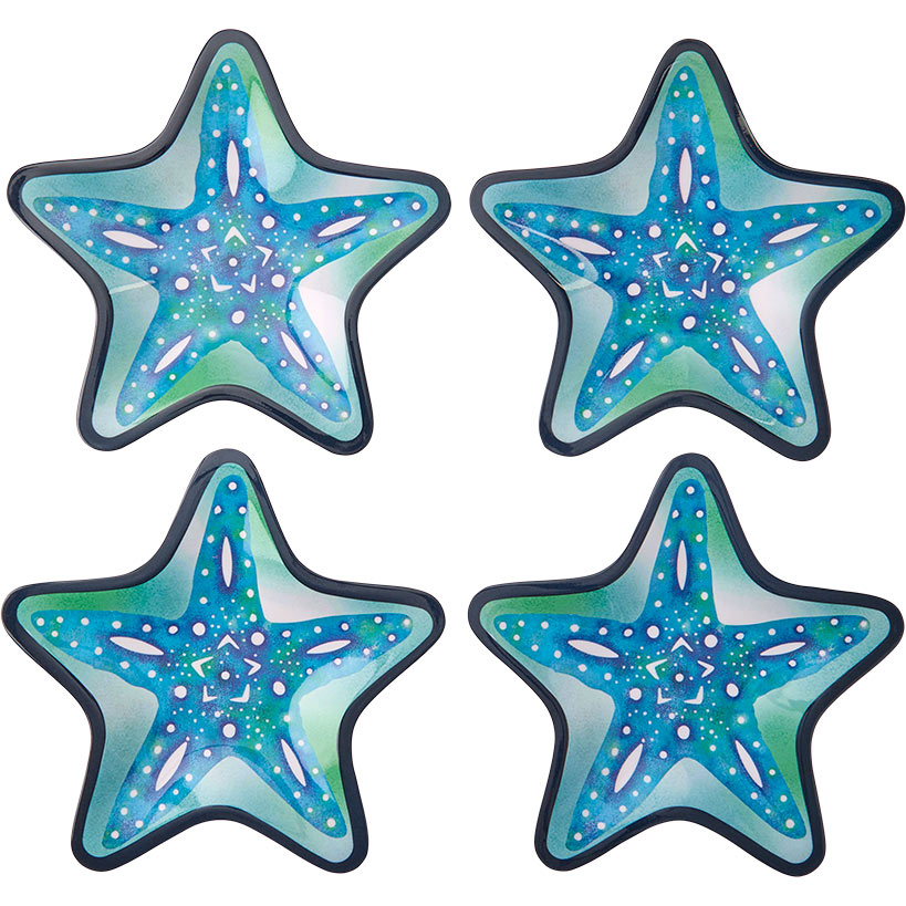 Seaside Beach Starfish Melamine Salad Plates Set of 4