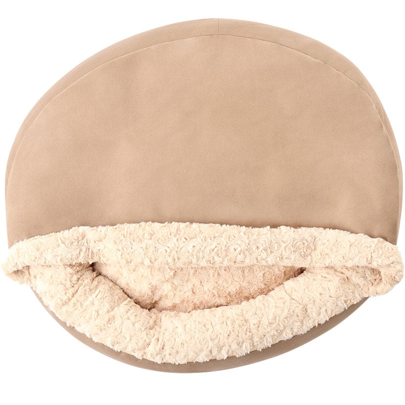 Self-Warming Pet Cave - Cozy Hideway with Round Design, Attached Blanket