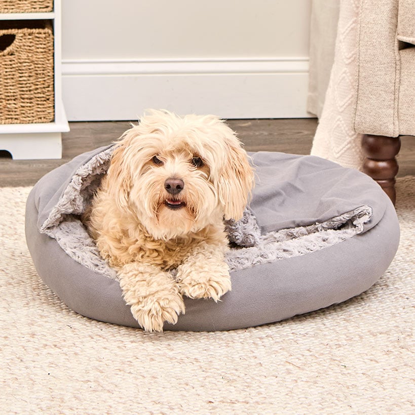 Self-Warming Pet Cave - Cozy Hideway with Round Design, Attached Blanket