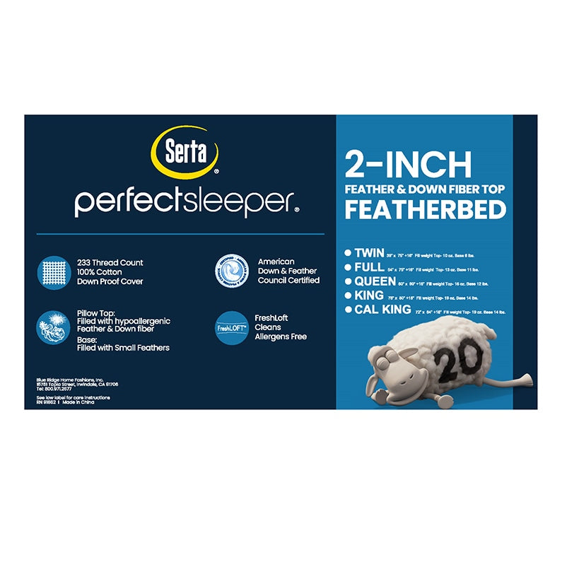Serta Down Fiber Blend Top Featherbed 2-Inch