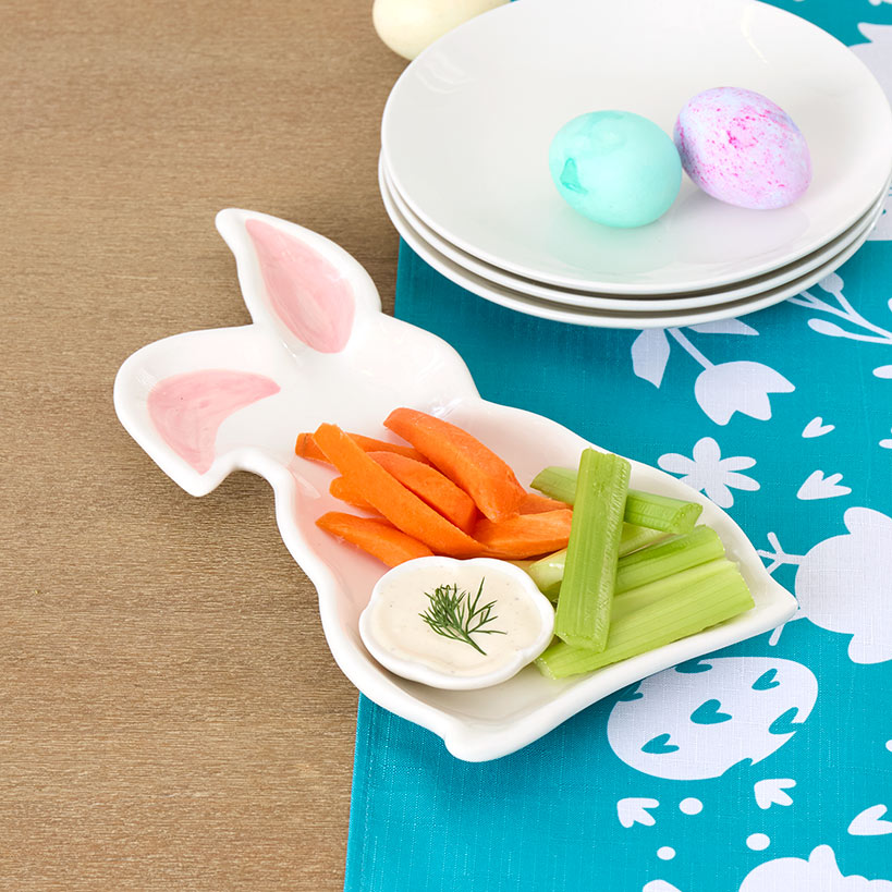 Easter Bunny Tableware, Ceramic Serving Pieces or Table Runner