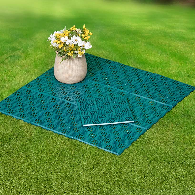 Interlocking Walkway Patio Tiles In Green, Grey or Terra Cotta - Set of 10#select-color_green