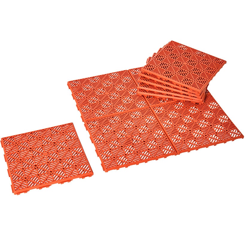 Interlocking Walkway Patio Tiles In Green or Terra Cotta - Set of 10