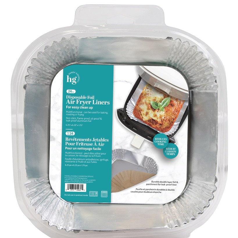 Disposable Foil Air Fryer Liners - Set of 24 - Square or Round