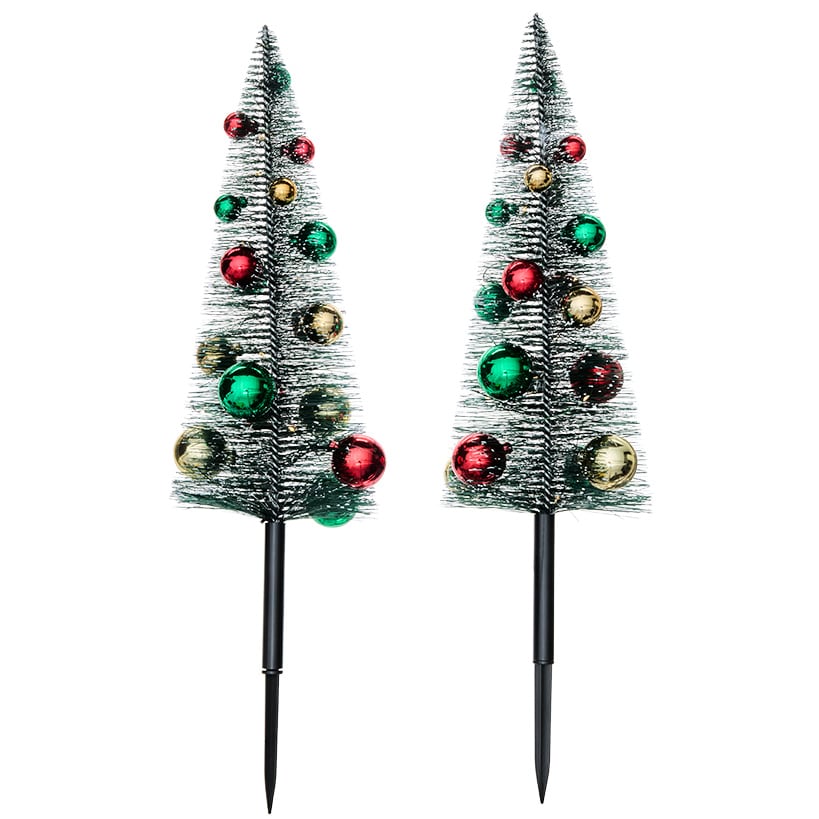 Set of 2 20" Solar Ornament Tree Stakes