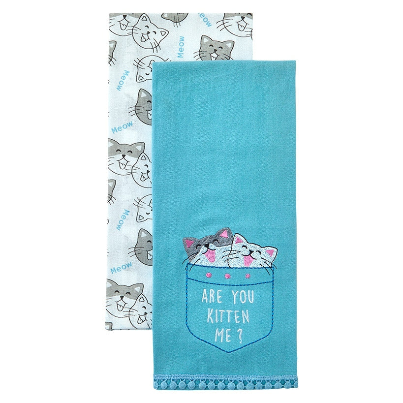 Kitchen Towels Summertime Cat Set of 2
