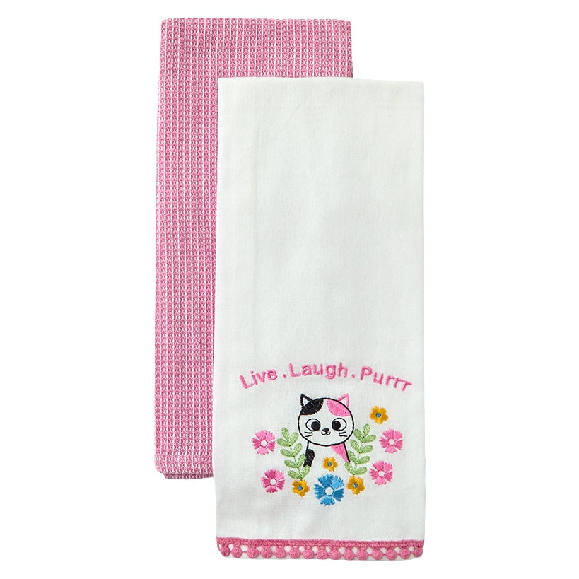 Kitchen Towels Summertime Cat Set of 2
