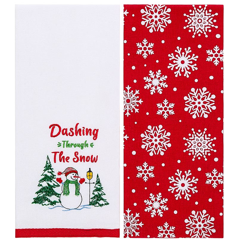 Set of 2 Christmas at the Barn Embroidered Kitchen Towels