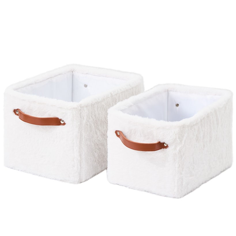 Faux Fur Storage Bins - Set of 2