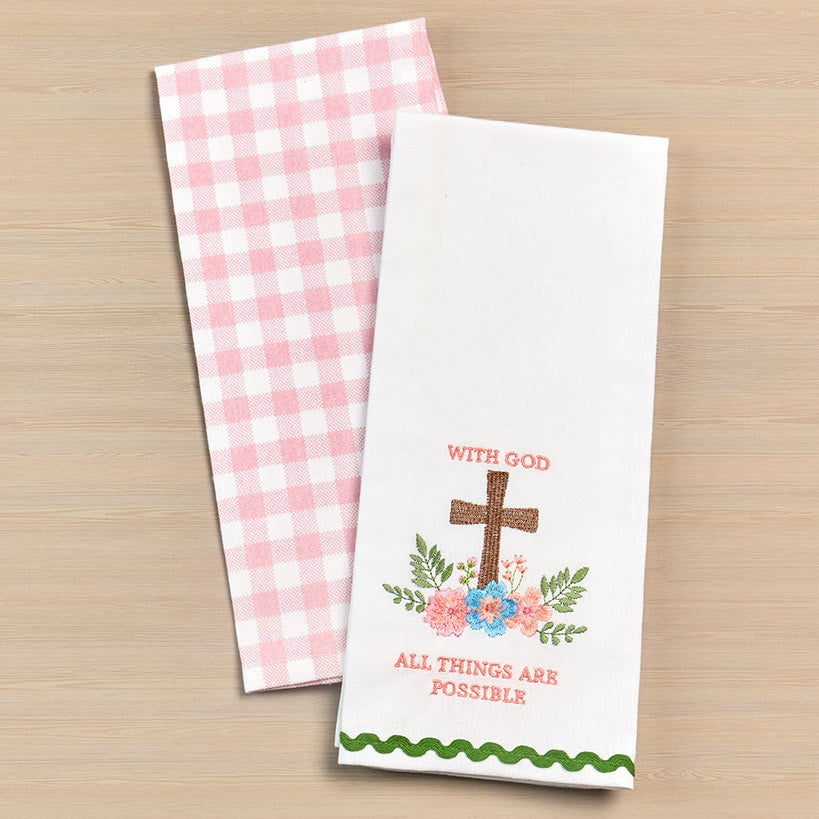 Easter Embroidered Religious Kitchen Towels, Set of 2#select-towel_all-things-possible