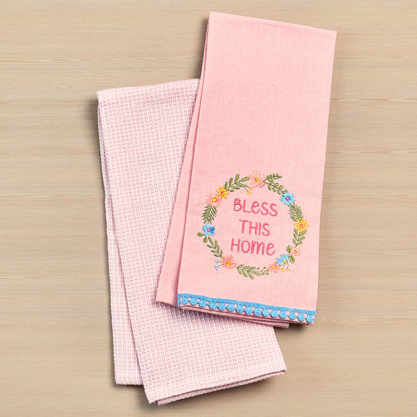 Easter Embroidered Religious Kitchen Towels, Set of 2#select-towel_bless-this-home
