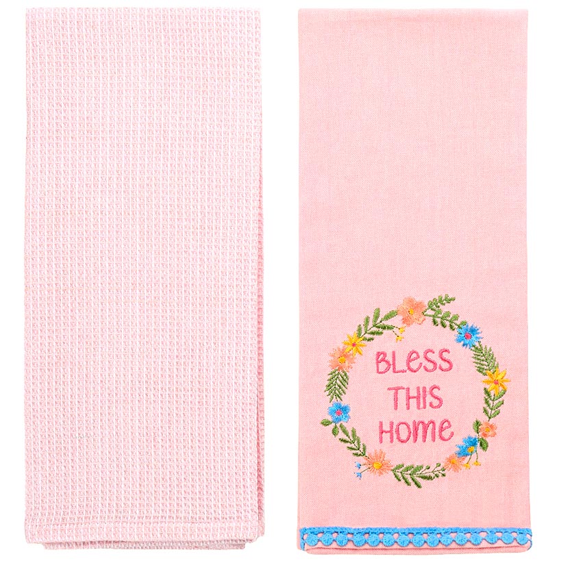Easter Embroidered Religious Kitchen Towels, Set of 2