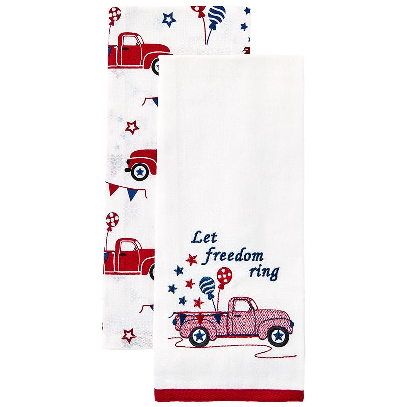 Americana Kitchen Towels Embroidered Set of 2