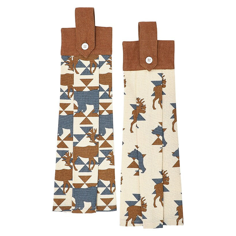 Embroidered Kitchen Towels Lodge Set of 2