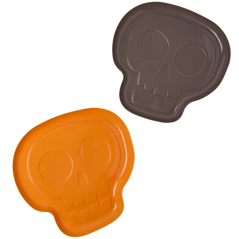 Plastic Halloween Skull 12" Serving Trays - Set of 2