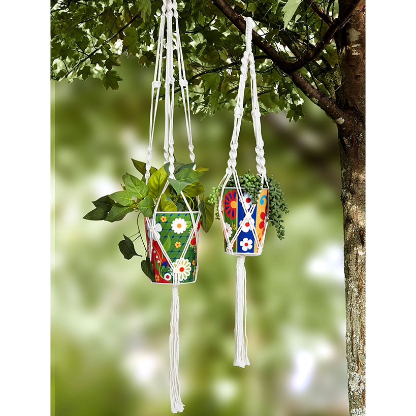 Talavera-Inspired Metal Planters - Set of 2