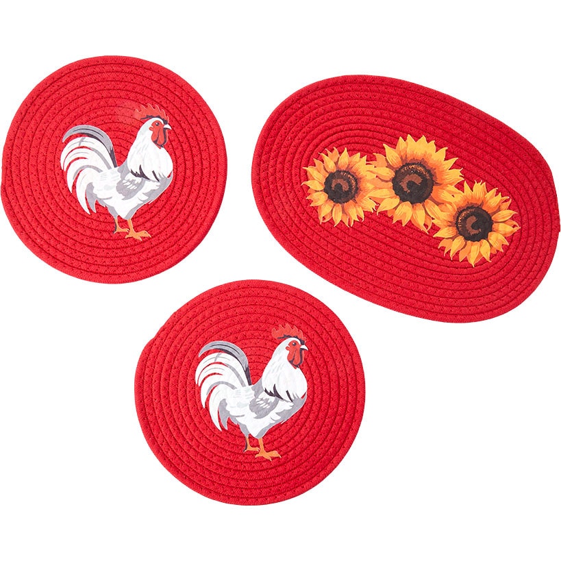 Decorative Kitchen Fabric Trivets - Set of 3