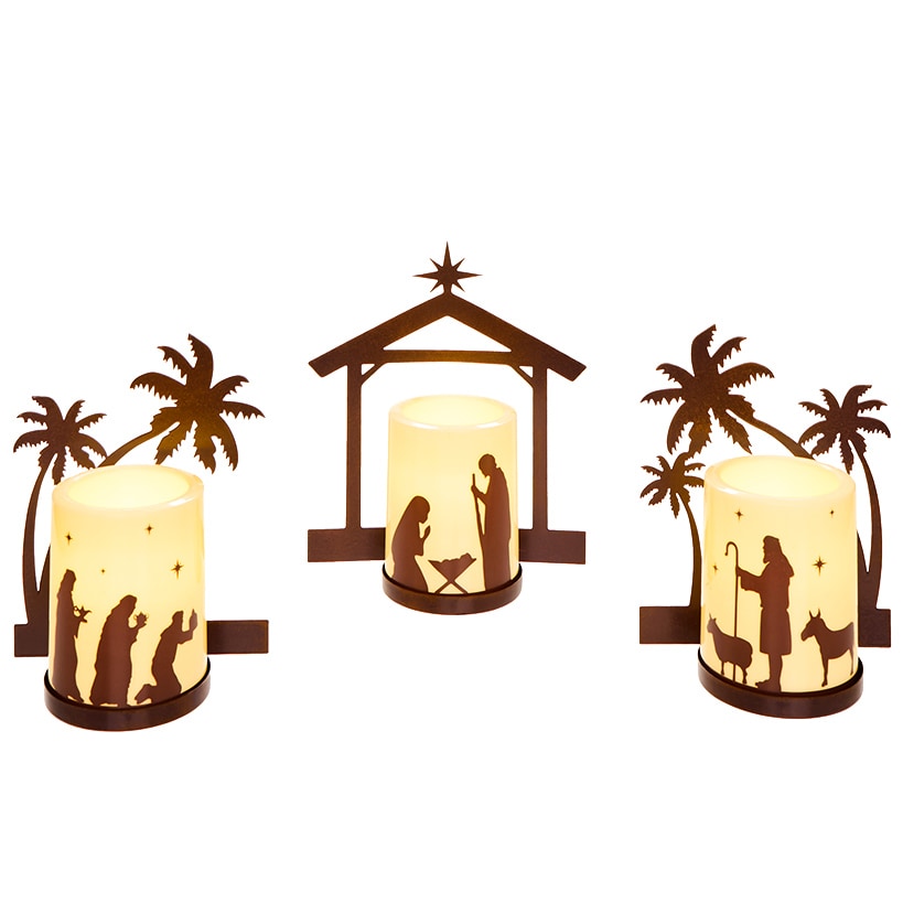 Set of 3 Nativity LED Candle Scene
