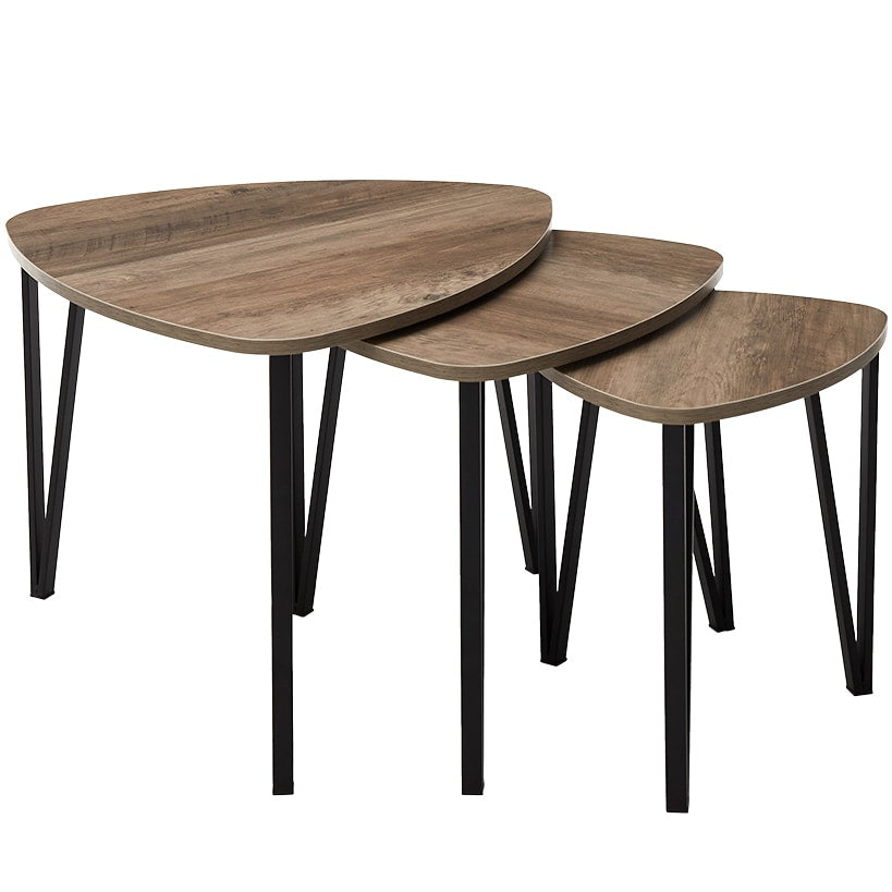 Industrial-Style Nesting Coffee End Tables - Set of 3