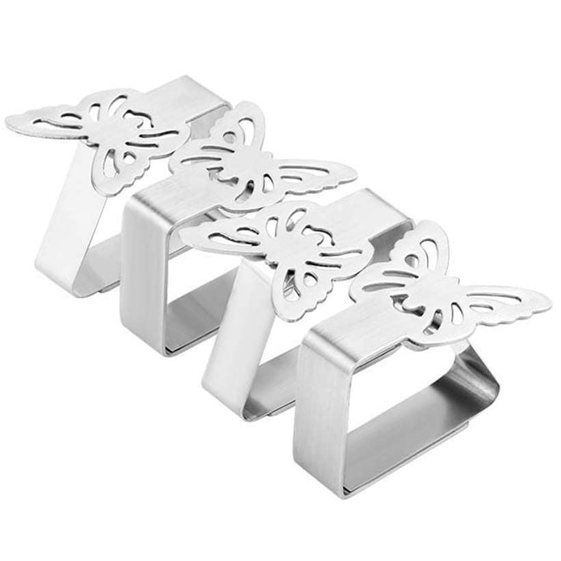 Tablecloth Clips Stainless Steel Butterfly Set of 4