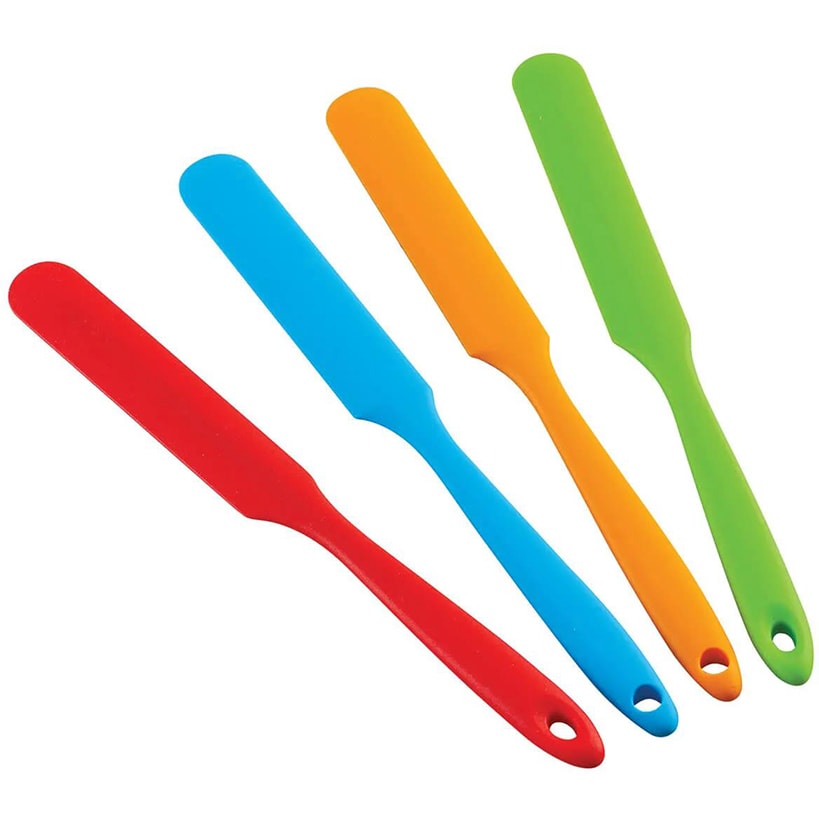 Multicolored Silicone Jar Spatulas - Set of 4
