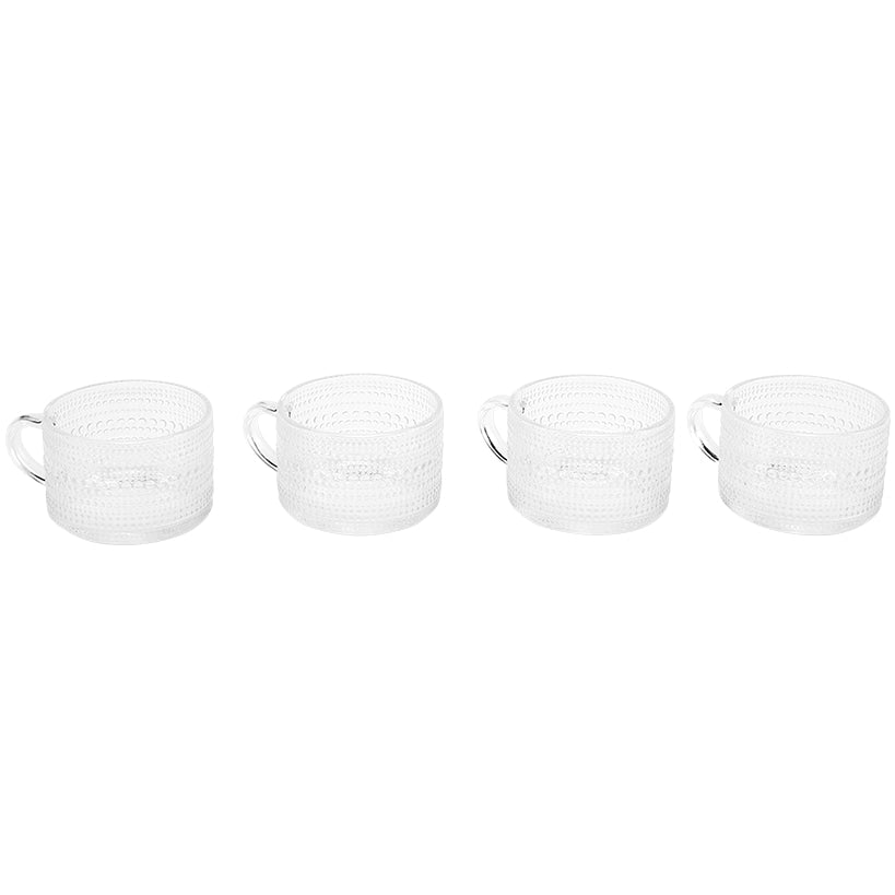 Hobnail Clear Glass Mugs - Set of 4