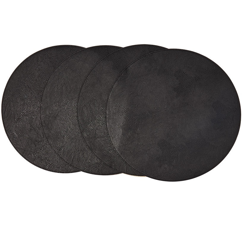 Set of 4 Faux Leather Round Placemats