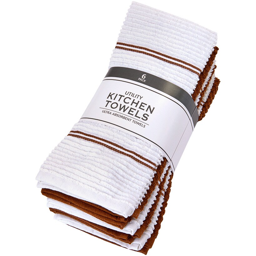 Solid and Patterned Kitchen Towel Bundle 100% Cotton, Set of 6
