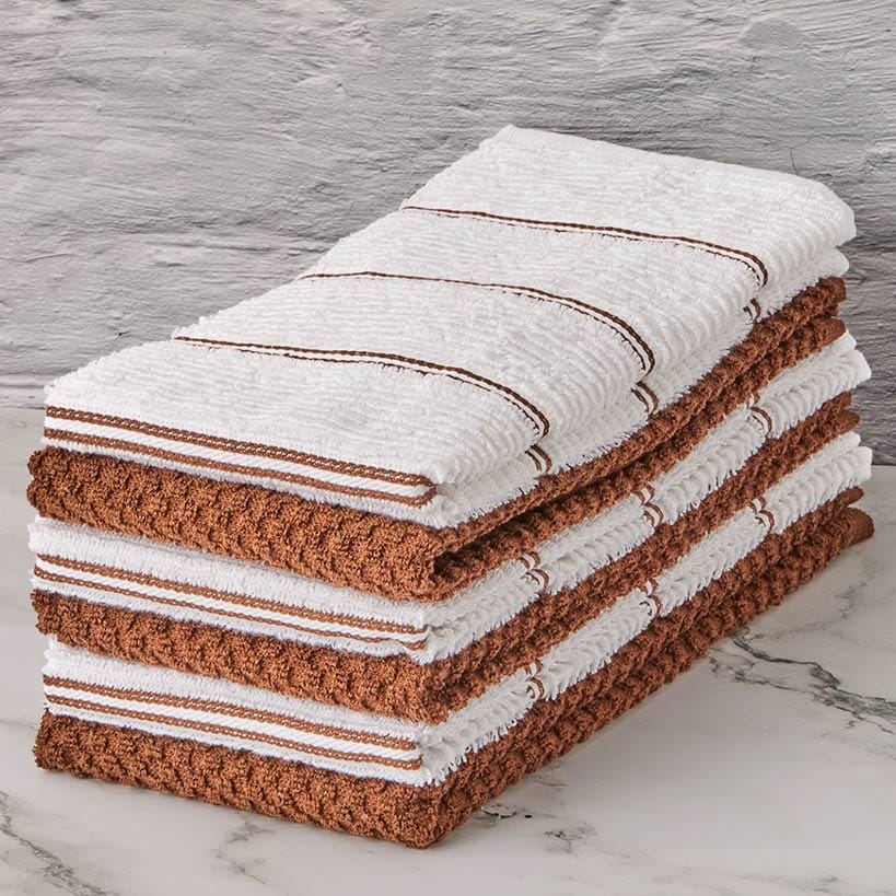 Solid and Patterned Kitchen Towel Bundle 100% Cotton, Set of 6