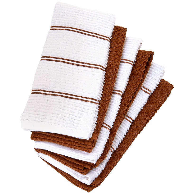 Solid and Patterned Kitchen Towel Bundle 100% Cotton, Set of 6