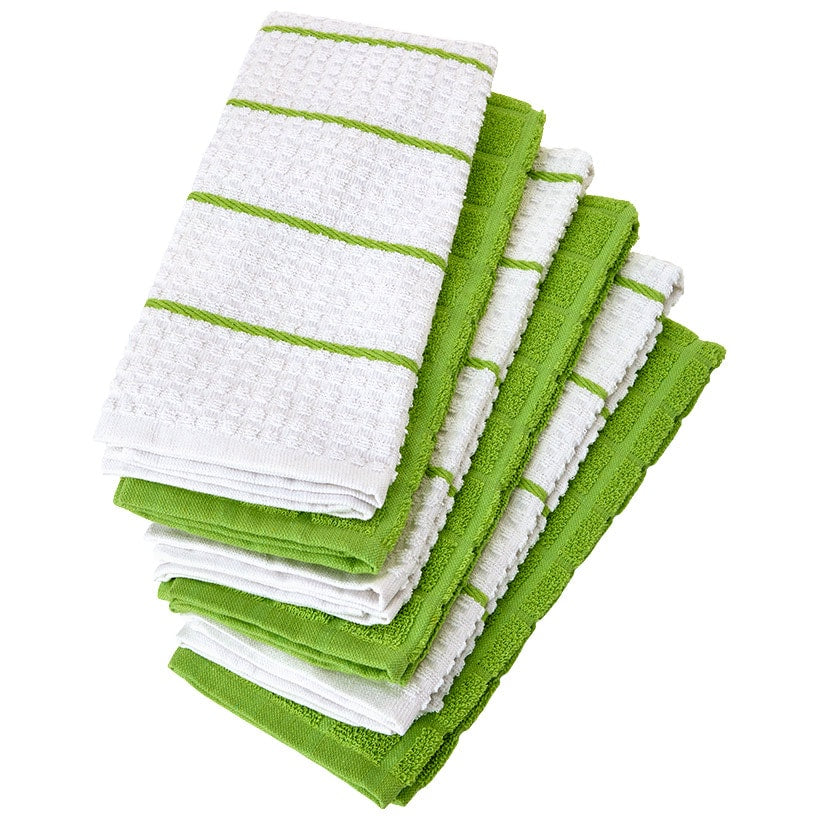 Solid and Patterned Kitchen Towel Bundle 100% Cotton, Set of 6