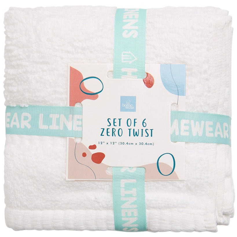 Homewear Highland Border Zero Twist Cotton Washcloth, Set of 6