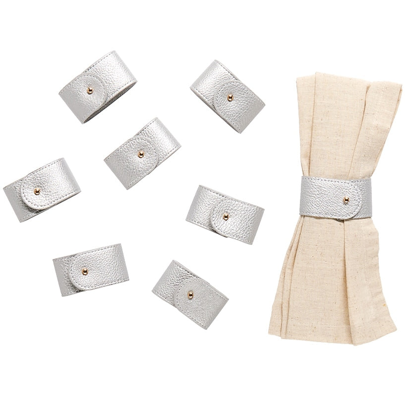 Set of 8 Leather Napkin Rings