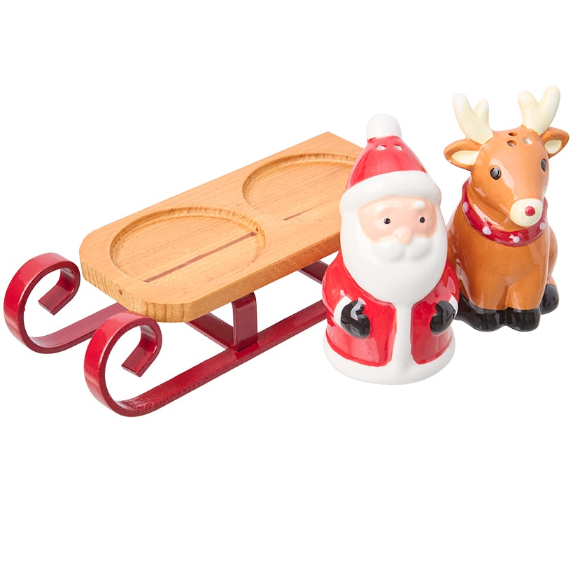Sleigh Salt And Pepper Shakers#select-figure_santa-&-reindeer