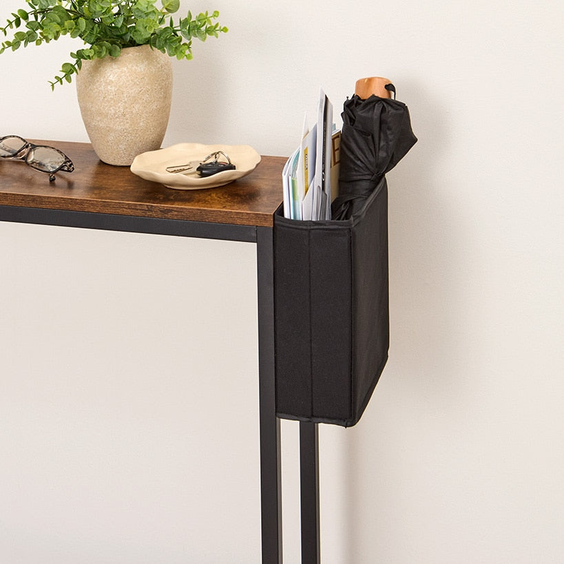Narrow Console Table 2-Tier with Side Pocket