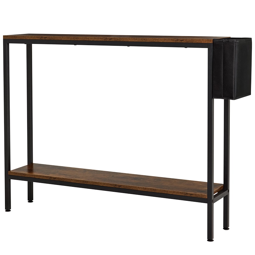 Narrow Console Table 2-Tier with Side Pocket
