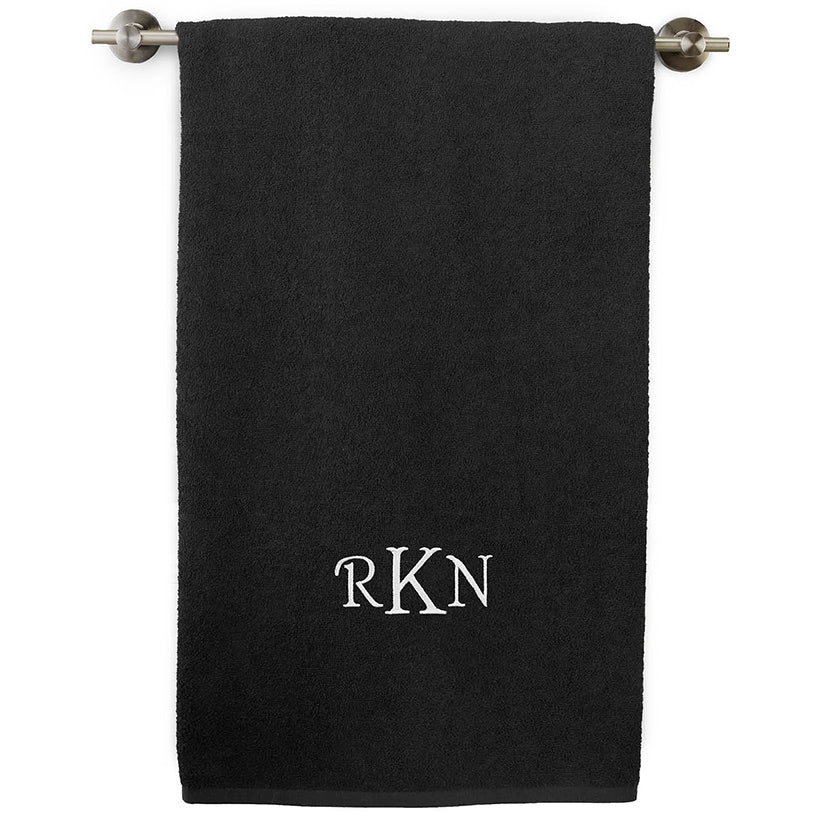 Personalized Embroidered Black Bath Towels