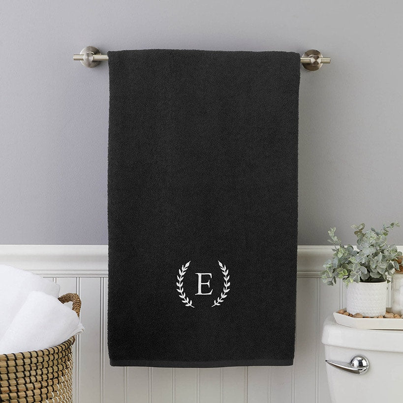 Personalized Embroidered Black Bath Towels