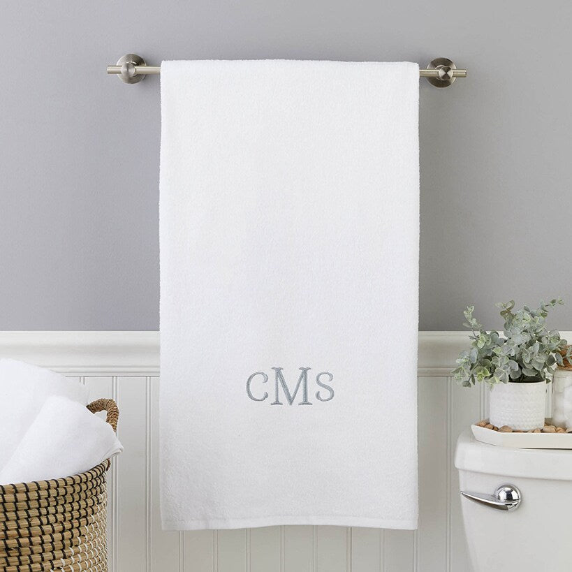 Personalized Embroidered White Bath Towels
