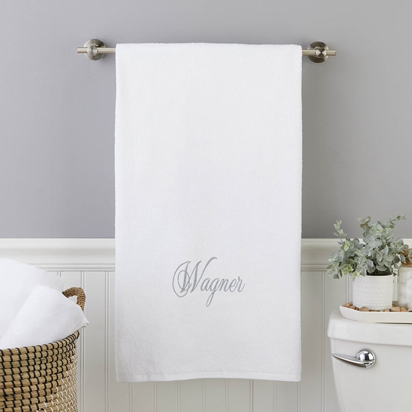 Personalized Embroidered White Bath Towels