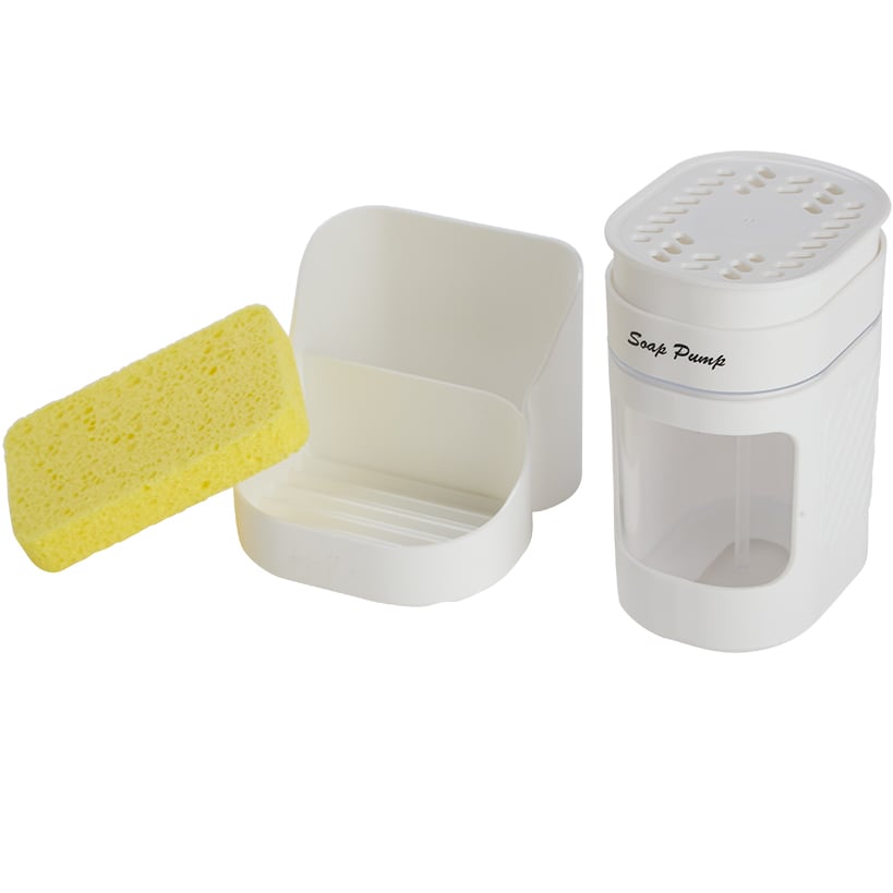 Soap Pump with Sponge and Sponge Holder - Kitchen or Bathroom