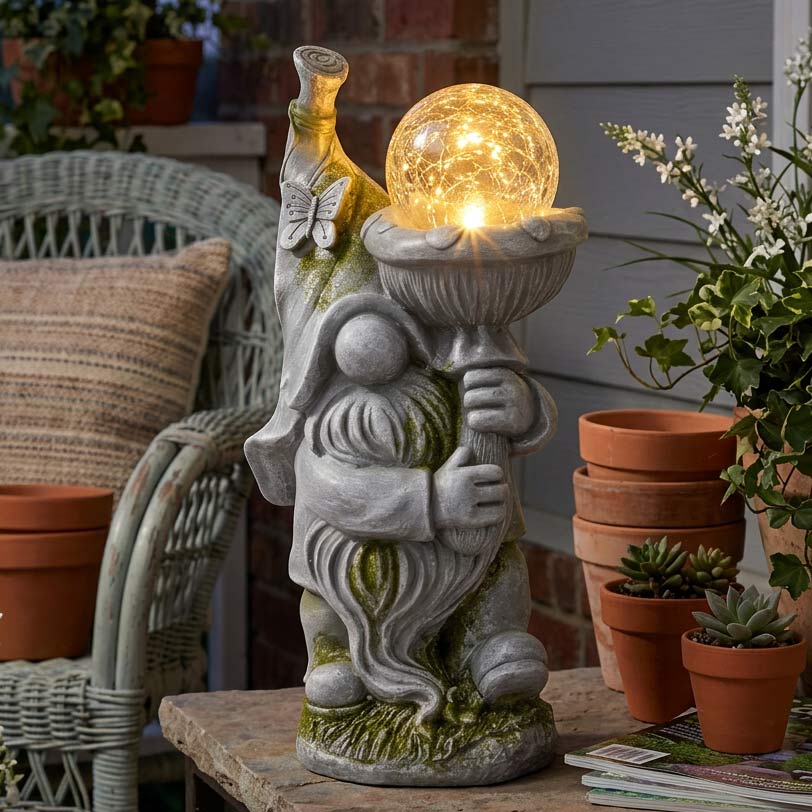 Solar Gnome Garden Statue