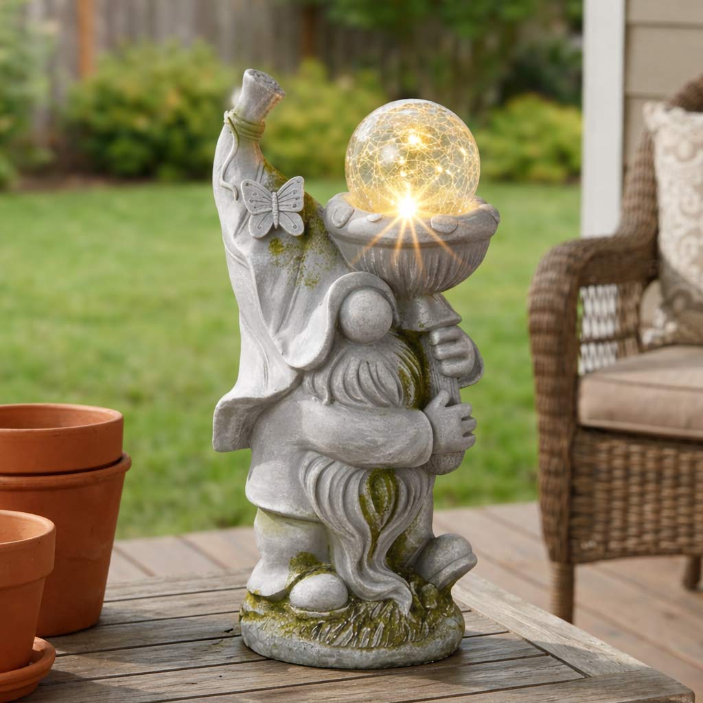 Solar Gnome Garden Statue