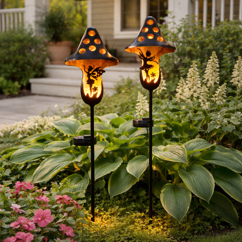 Solar Mushroom Stake With Fairy Accent
