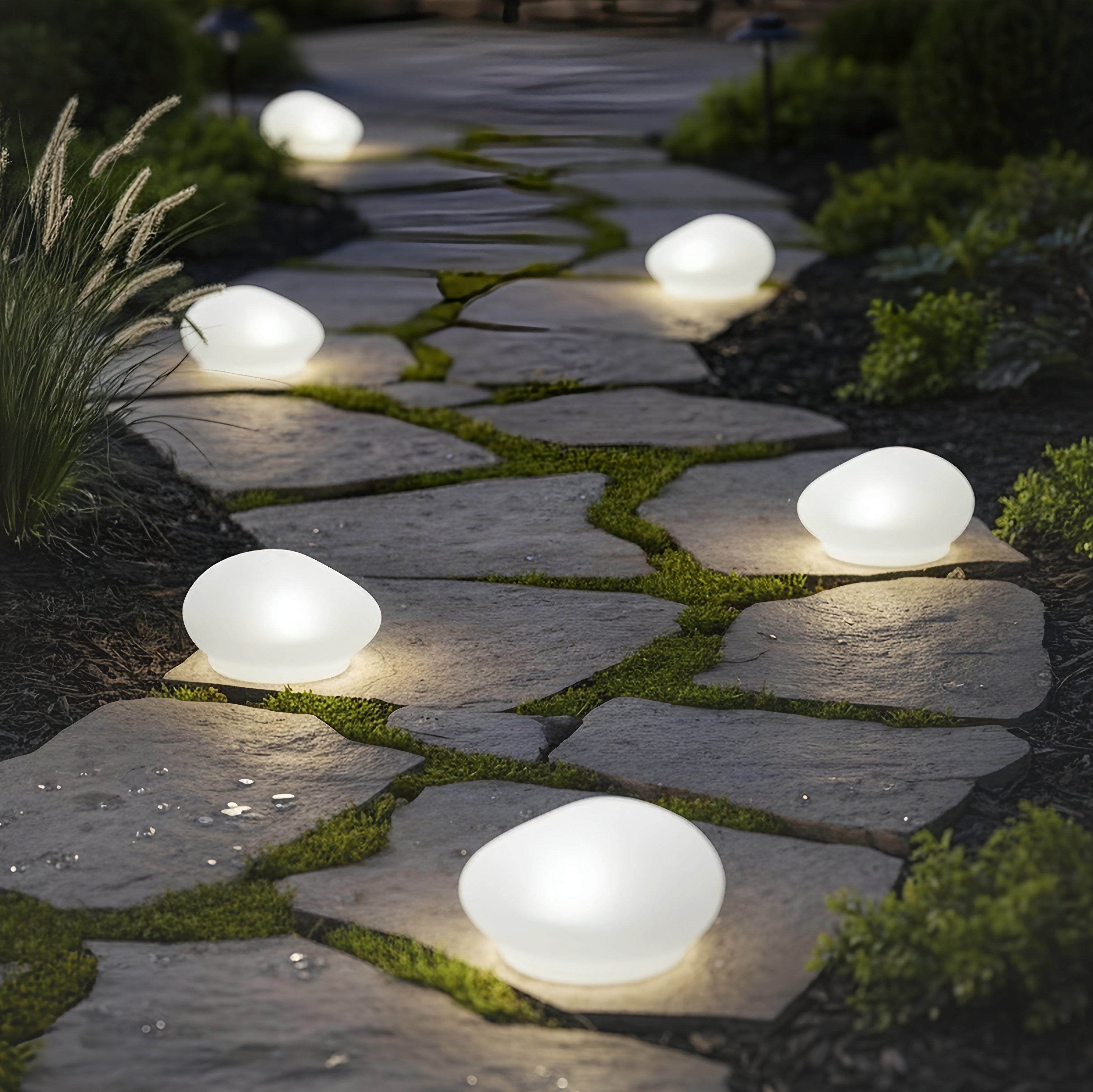 Solar White Rock Light Outdoor Decor